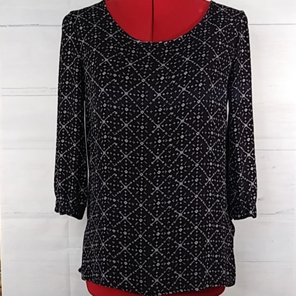 Adrienne 3/4 Sleeve Keyhole Back Blouse Sz S